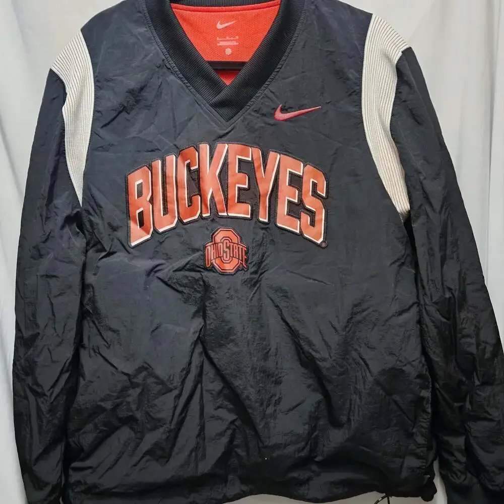 Nike Ohio State Buckeyes V-Neck Windbreaker Pullover Jacket M